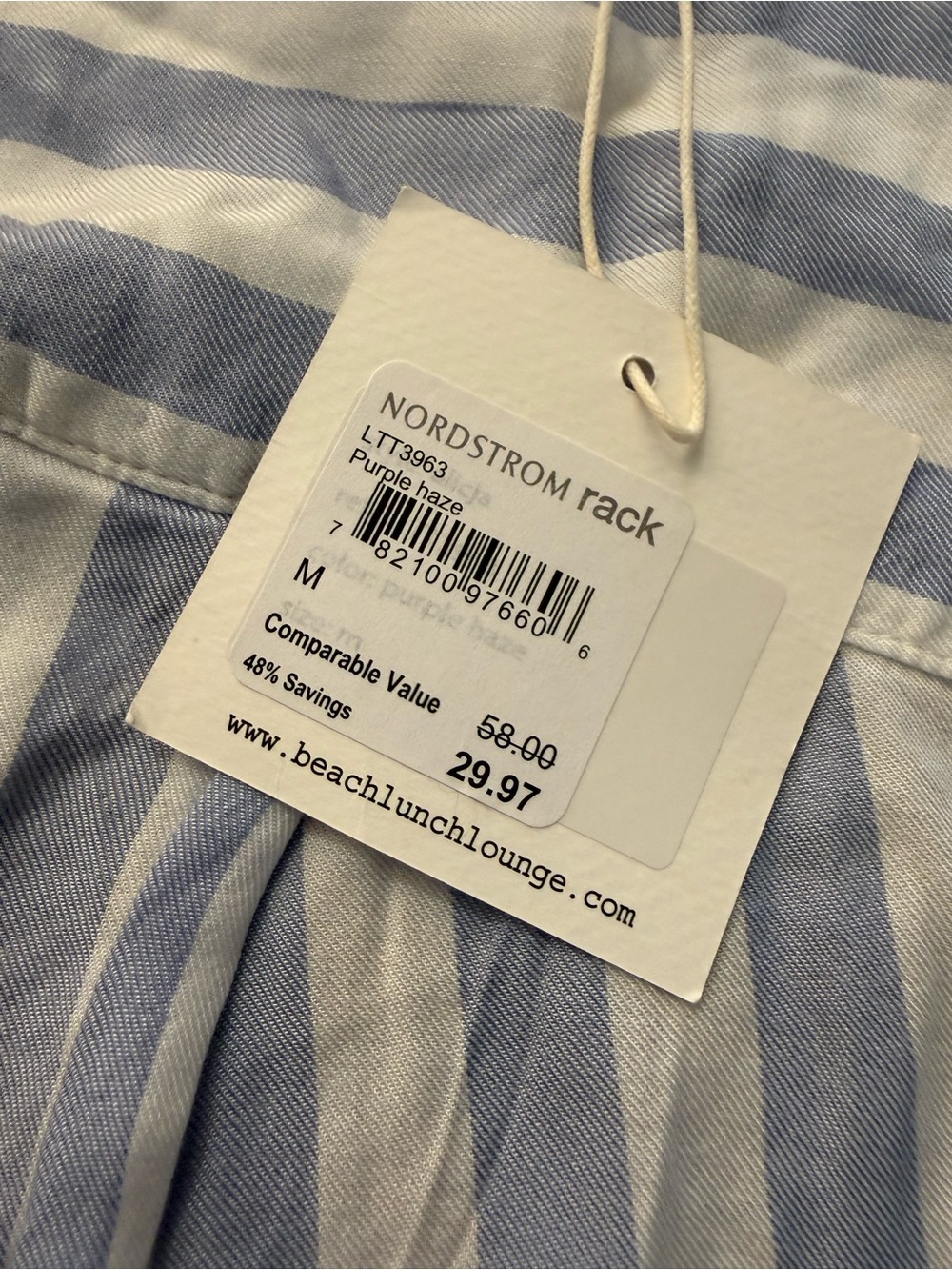 beachlunchlounge Candace Blue & White Stripe Button-Up Shirt - Size M - NWT - Picture 13 of 13